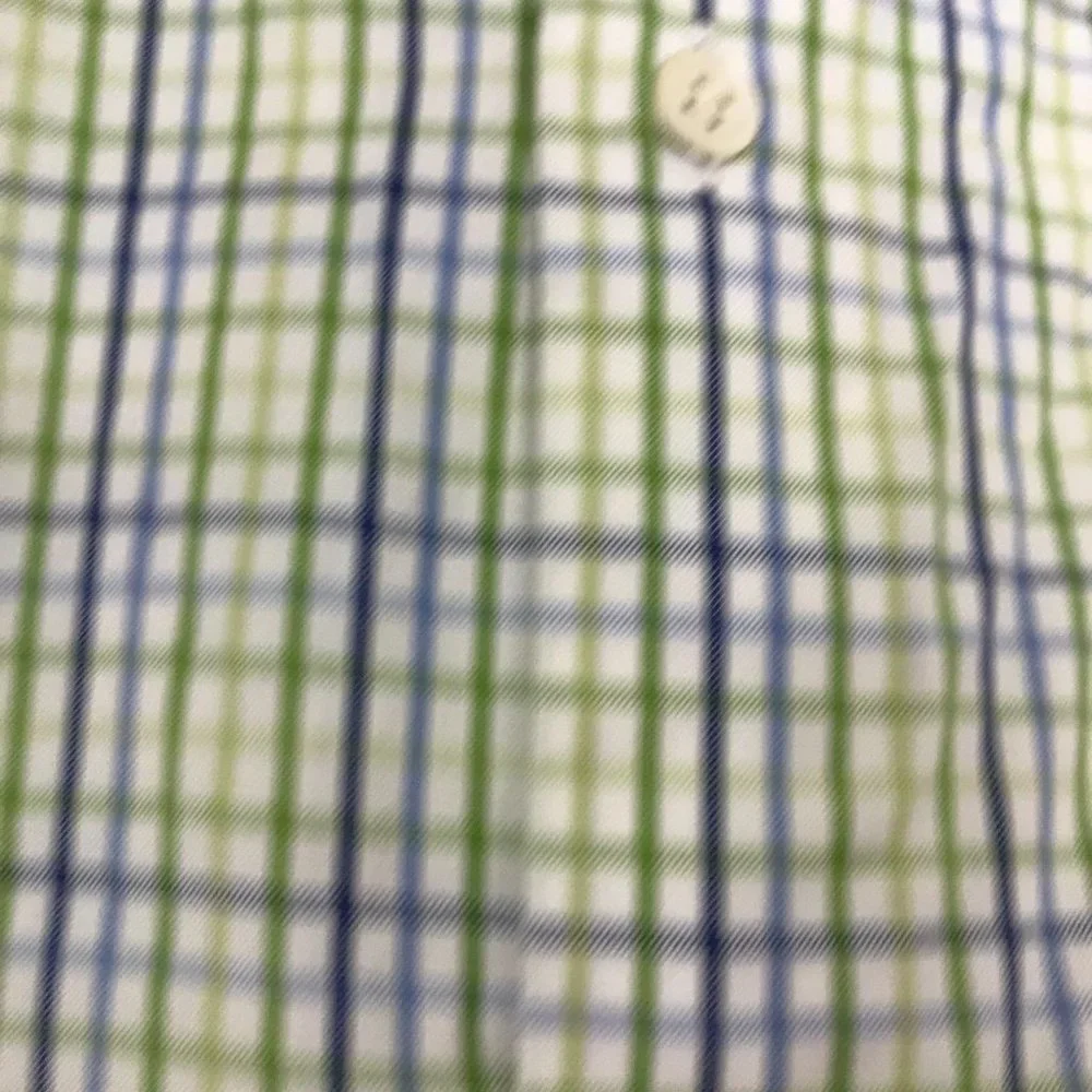 Banana Republic blue green white check plaid classic fit shirt XL 17 17.5